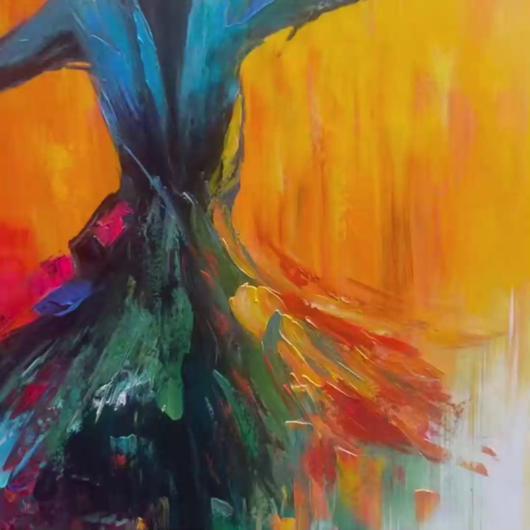 Soulflight: Textured Impasto Figurative Oil Painting Canvas Wall Art Dancer 