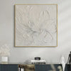 White Peony: Textured Minimalist Floral Painting in White | Floral Wall Art