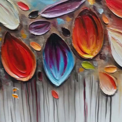 Autumn Rain: Original Textured Impasto Leaf Fall Oil Painting - Colorful Autumn Wall Art