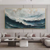 Ocean Dream: Textured Abstract Ocean Painting in Blue, White, and Gold | Ocean Art
