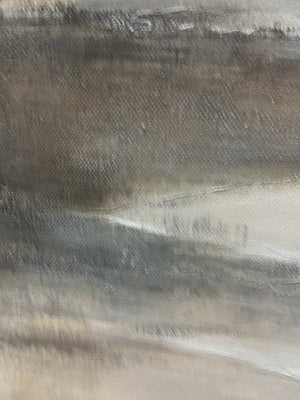 Misty Shores: Original Minimalist Coastal Landscape Oil Painting - Serene Beach Wall Art