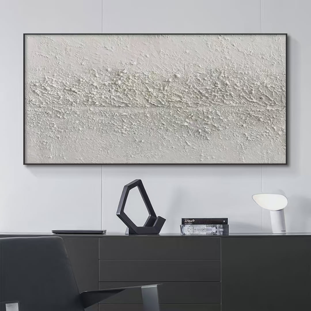 Textured Whispers: Textured Minimalist Abstract Painting in White | Modern Art