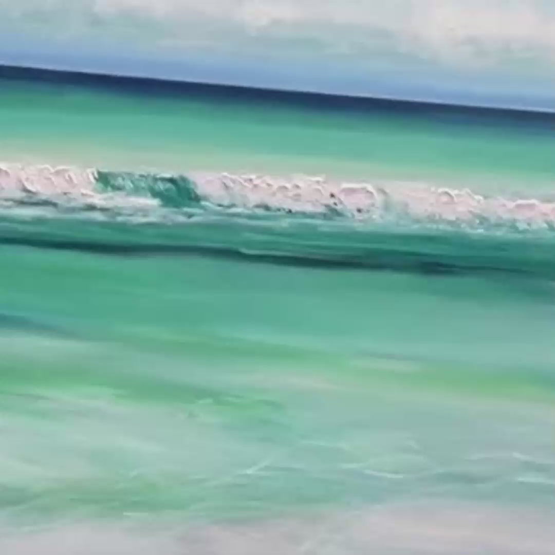 Beach Painting, Panoramic Wall Art, Coastal Decor