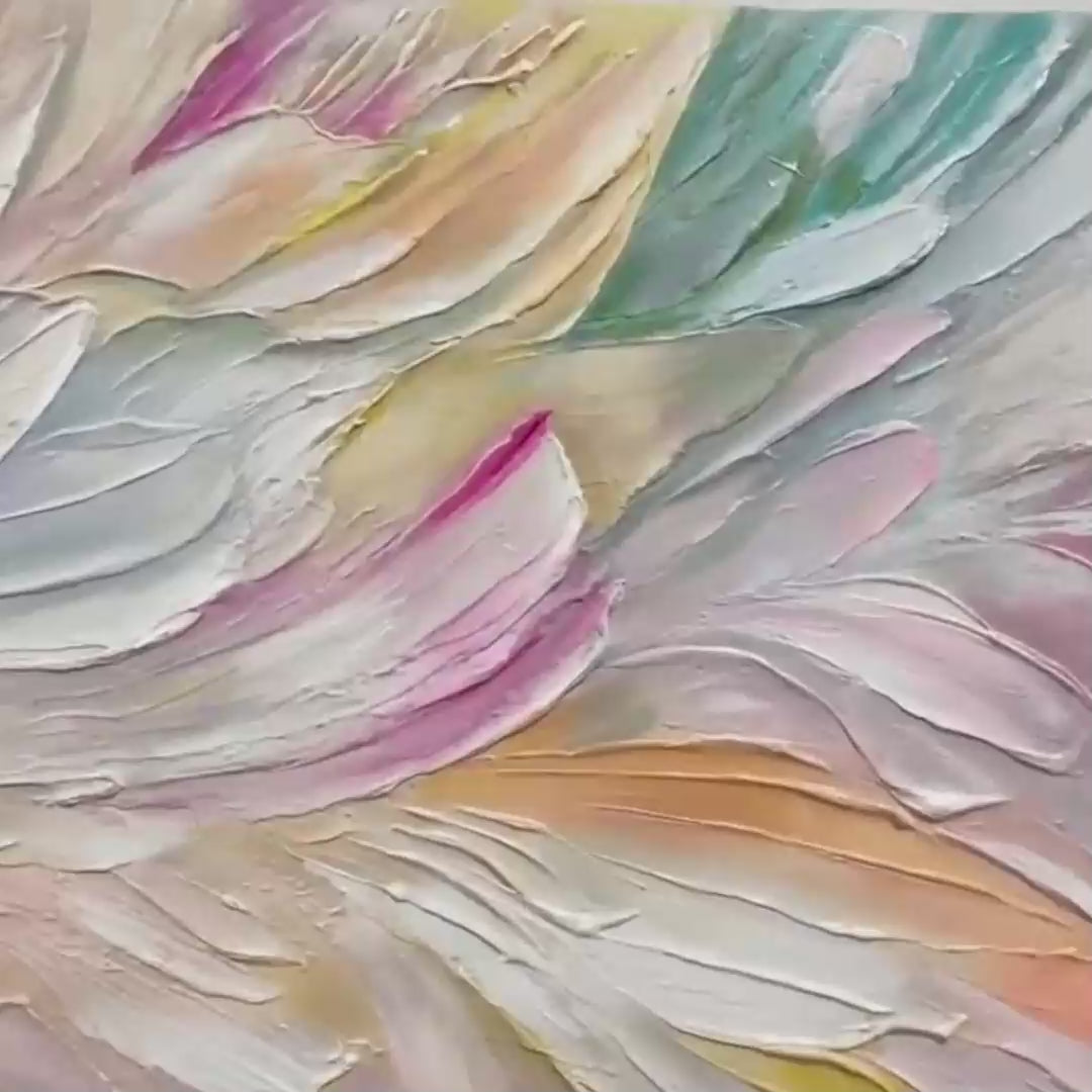 Pastel Dream, Isabella Rossi: Textured abstract painting with soft hues and impasto technique, ideal for modern wall art.