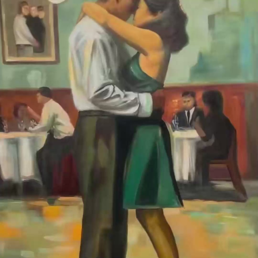 LAST DANCE Romantic Figurative Oil Painting of Couple Dancing