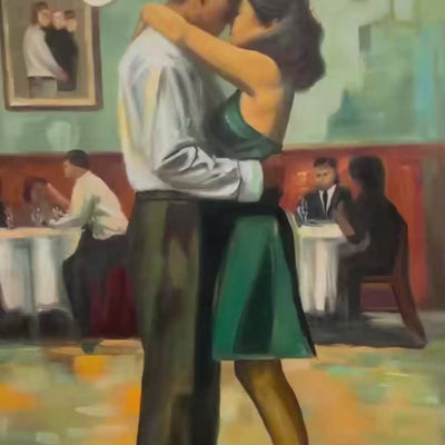 LAST DANCE Romantic Figurative Oil Painting of Couple Dancing