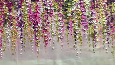 Wisteria Cascade: Textured Impasto Floral Painting in Pink, Purple, and Green