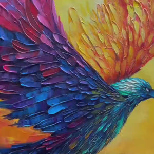 FLIGHT OF FANCY: Textured Impasto Bird Oil Painting