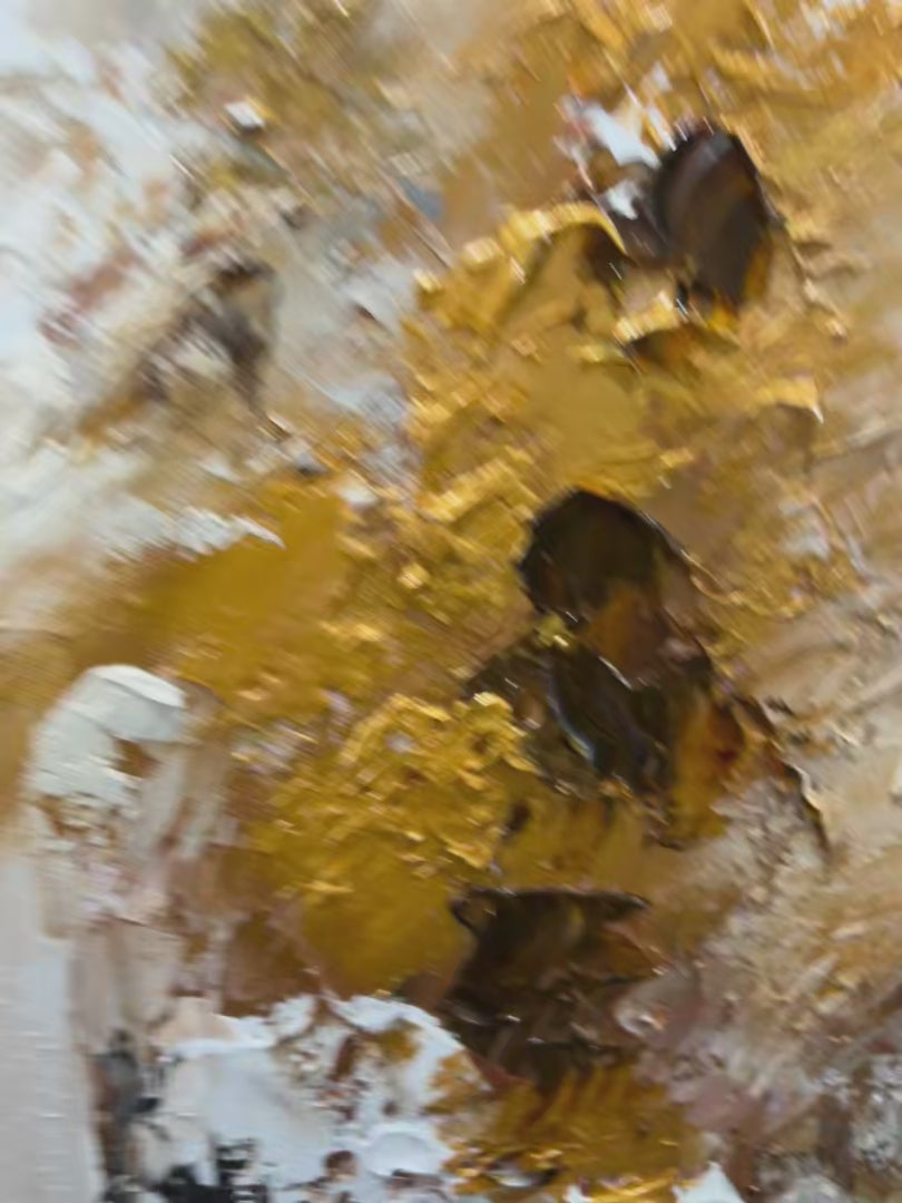 Golden Whispers: Textured Abstract Painting