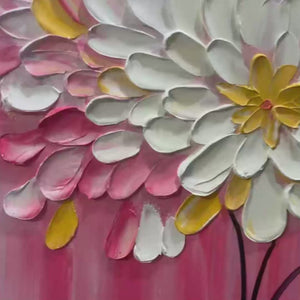 Blushing Blooms: Original Impasto Floral Oil Painting - Textured Pink and White Floral Wall Art