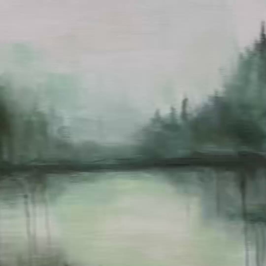 Emerald Mist: Original Abstract Forest Landscape Oil Painting - Textured Green Wall Art Decor