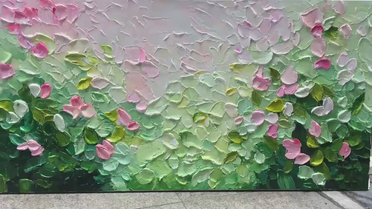 Blossom Drift floral palette knife impasto oil painting on canvas