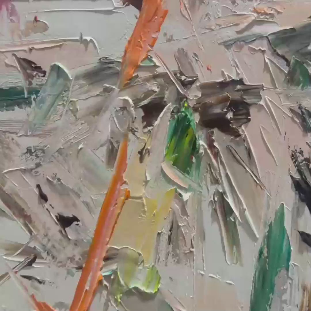 FROZEN RUSH: Textured Abstract Impasto Oil Painting