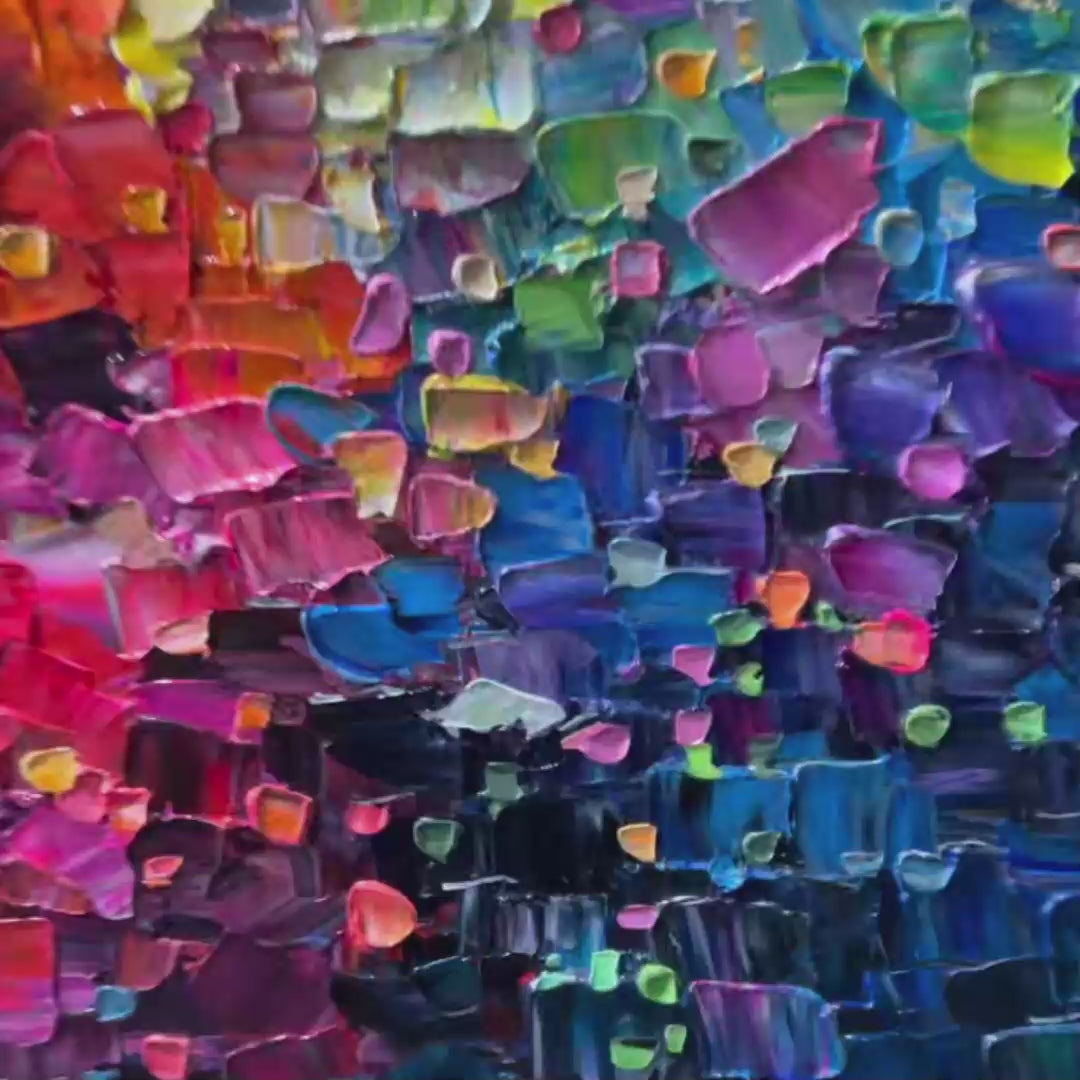 Color Symphony: Original Textured Abstract Impasto Oil Painting - Vibrant Modern Wall Art