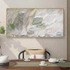 Pink Whispers: Textured Abstract Painting in Pink, White and Green for Living Room