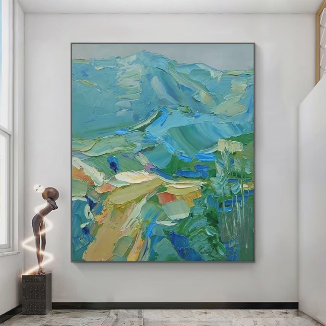 Blue Ridge Mountains: Textured Impasto Mountain Landscape Painting | Vibrant Art