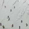 Minimalist Skiing Painting on Textured Square Canvas