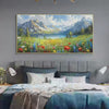lpine Wildflower Paradise Colorful Landscape Painting with Wildflowers and Mountains Landscape Decor
