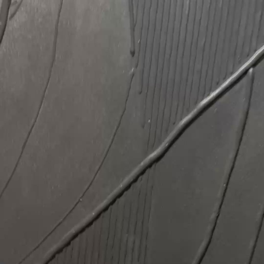 BLACK TEXTURED ABSTRACT: Minimalist Textured Painting