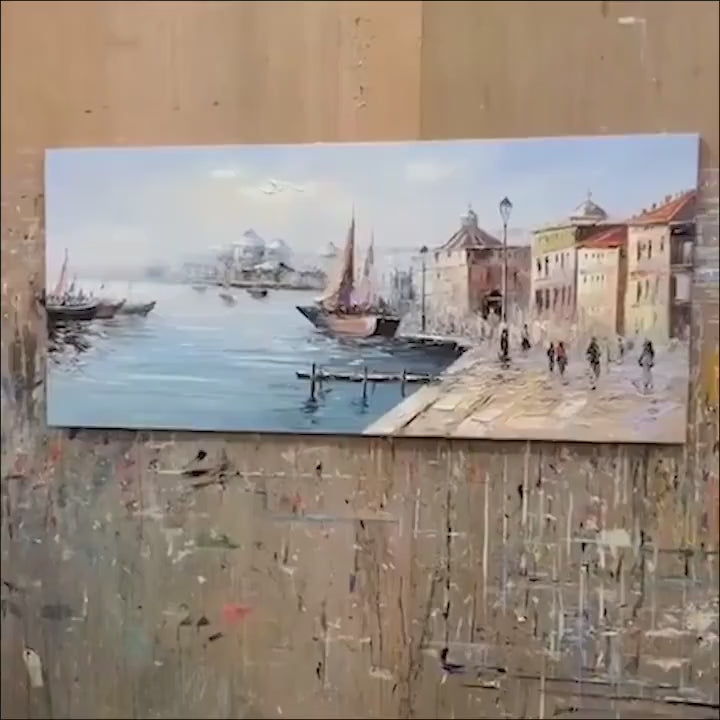 Panoramic Cityscape Oil Painting of Venice