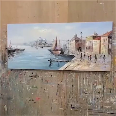 Panoramic Cityscape Oil Painting of Venice