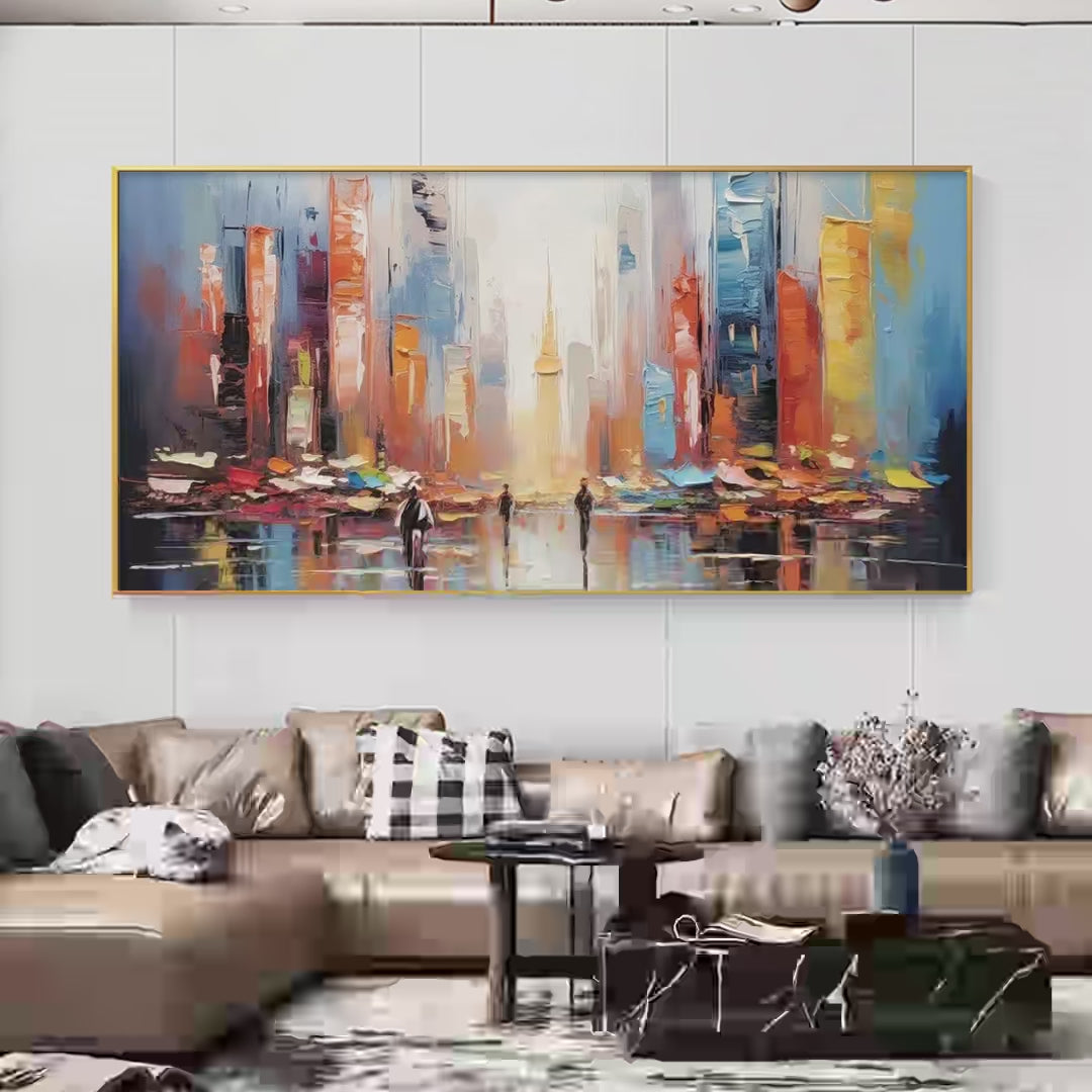 City Market Colorful Cityscape Painting City Decor