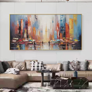 City Market Colorful Cityscape Painting City Decor