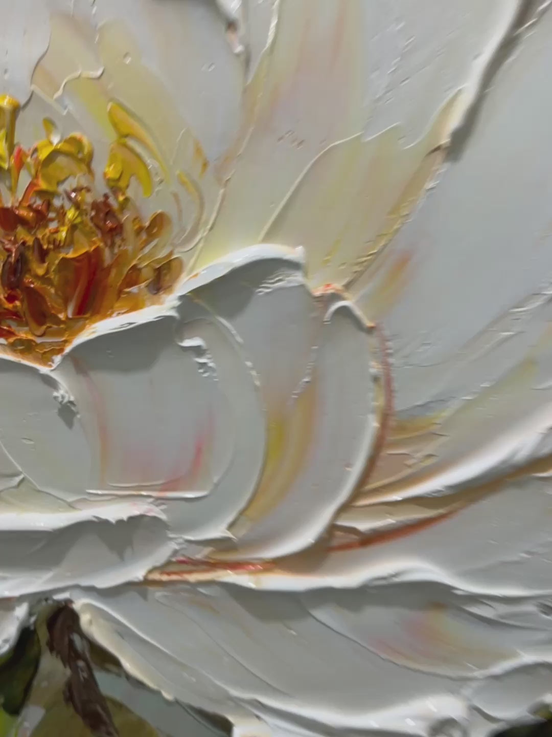 PEONY HARMONY: Impasto Peony Painting in Soft White and Peach