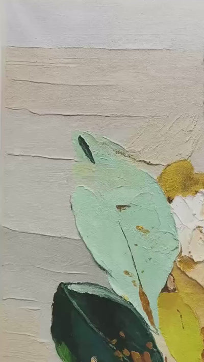 GILDED BOTANICA: Textured Palette Knife Floral Oil Painting