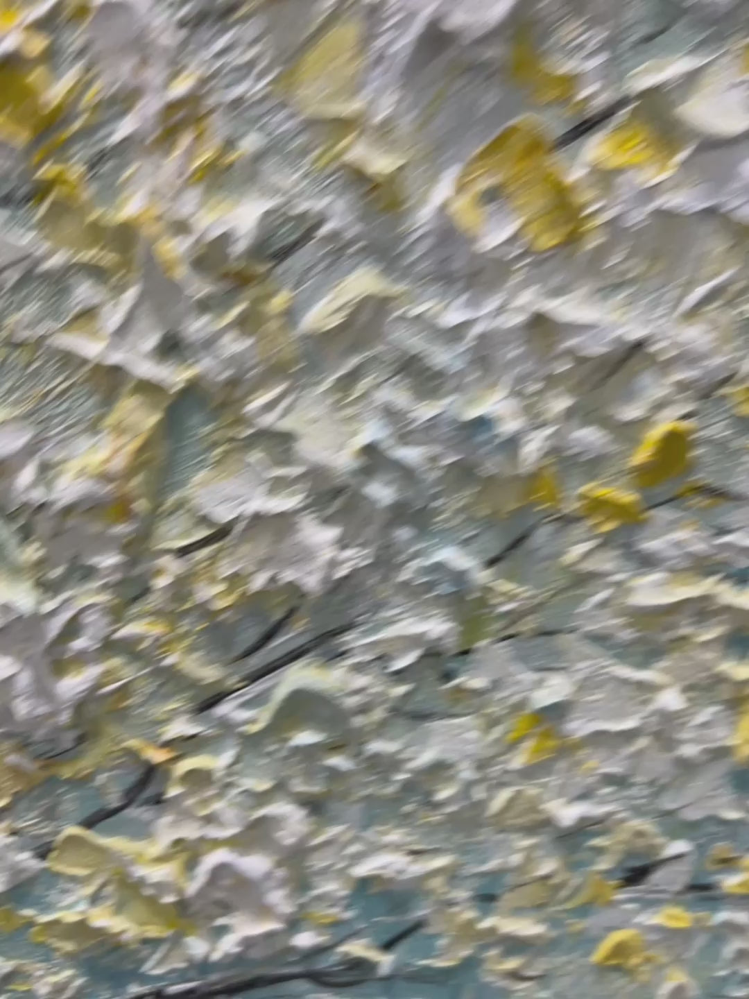 GOLDEN BLOOM: Textured Impasto Tree Painting in White and Gold