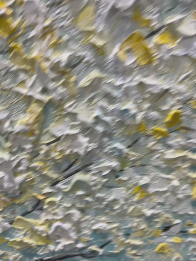 GOLDEN BLOOM: Textured Impasto Tree Painting in White and Gold
