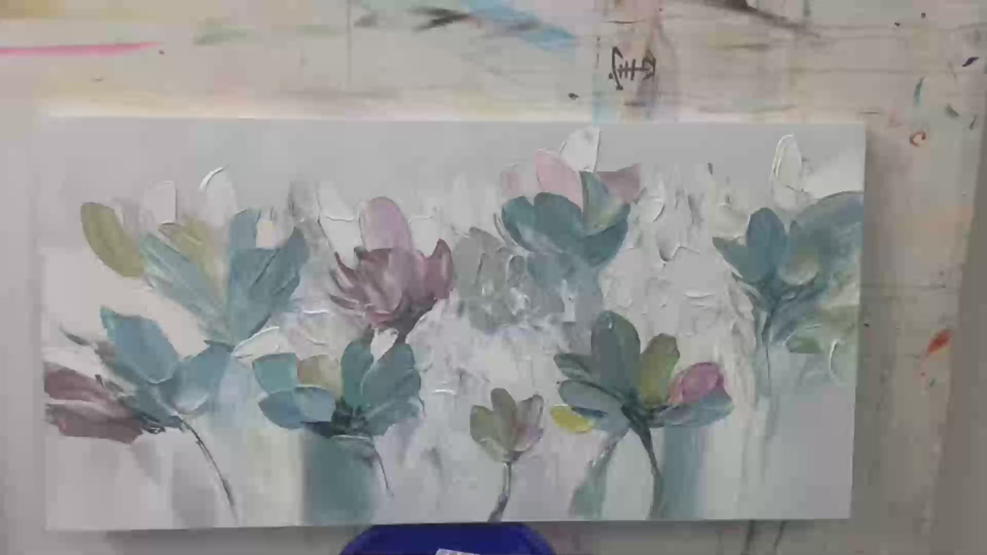 PASTEL DREAM: Textured Floral Painting, Pastel Flower Wall Art, Panoramic Canvas, Impressionist Decor