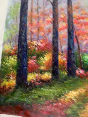 Autumn Landscape Oil Painting - Hand-Painted Forest Path Art