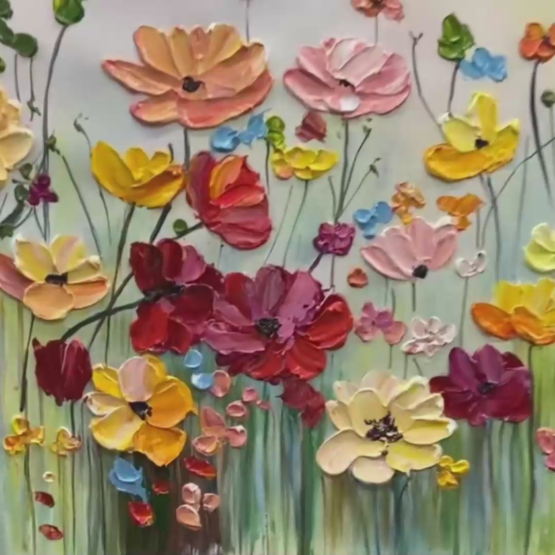 Hand-Painted Blooming Garden Wall Art