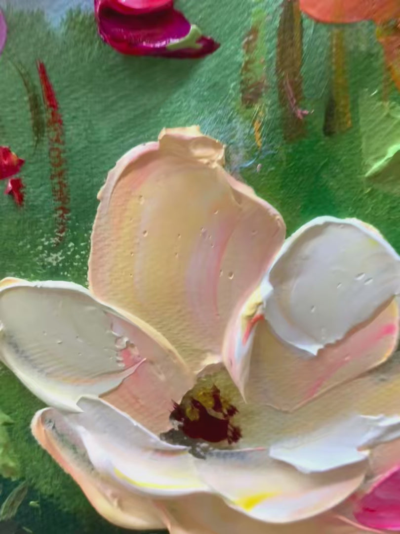 Summer Meadow Dance: Original Impasto Floral Oil Painting - Textured Colorful Wall Art