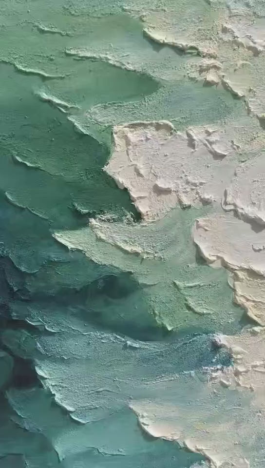 EMERALD TIDE: Textured Wabi Sabi Abstract Painting