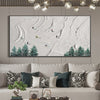 Snowy Peaks: Textured Minimalist Winter Landscape Painting with Skiers