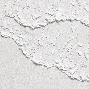White Textured Waves Diptych by Isabella Rossi: Close-up of white impasto on canvas. Textured abstract vertical wall art.