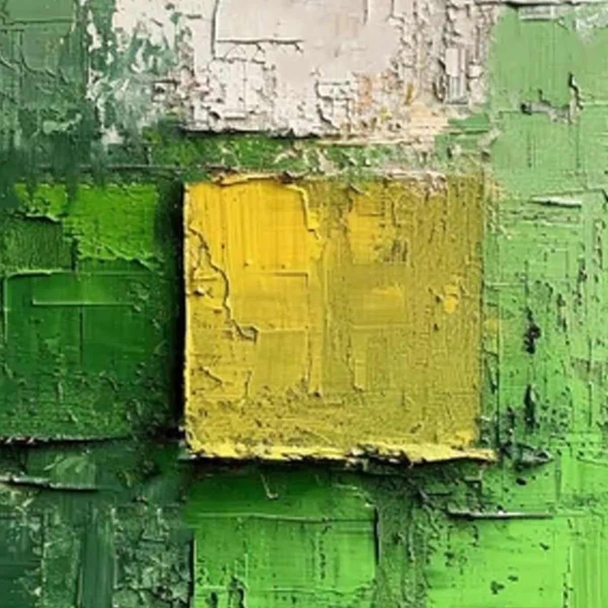 TEXTURED GREEN AND YELLOW: Textured Abstract Painting, Vertical Wall Art