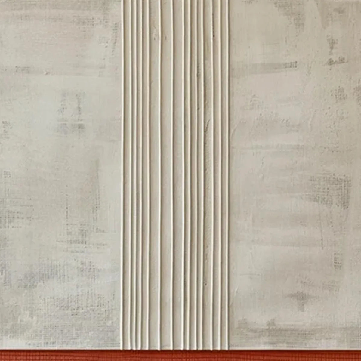 TEXTURED MINIMALIST LANDSCAPE: Terracotta and Beige Abstract Painting, Vertical Wall Art