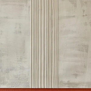 Textured Minimalist Landscape art by Javier Ramirez, beige, terracotta abstract painting with vertical lines, modern wall art