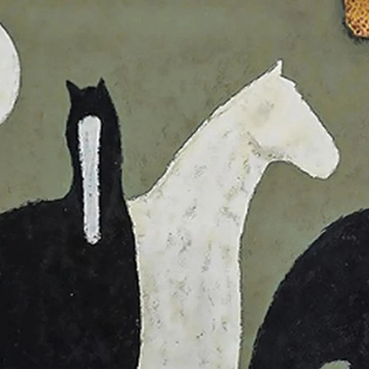 THREE HORSES: Minimalist Horse Painting, Vertical Wall Art