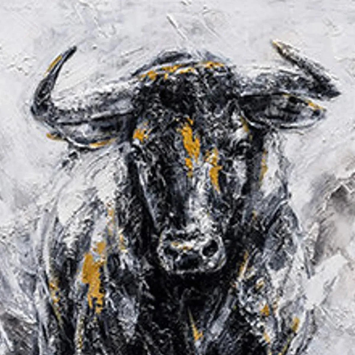 CHARGING BULL: Textured Bull Painting, Vertical Wall Art