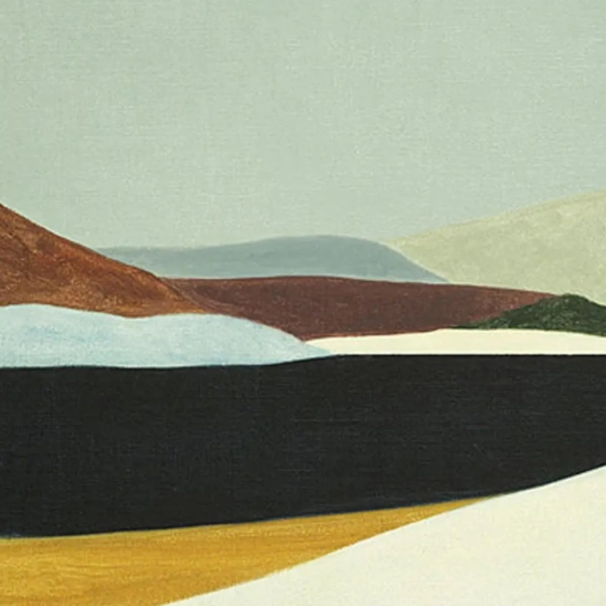 SOLITARY FIGURE IN MINIMALIST LANDSCAPE: Serene Landscape Painting, Horizontal Wall Art