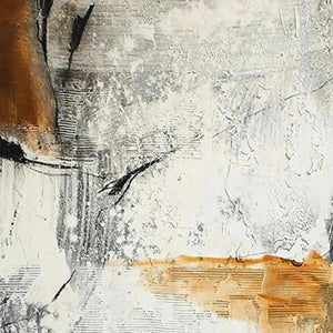 Abstract painting in brown and white by Javier Ramirez. Modern textured wall art for home and office decor.